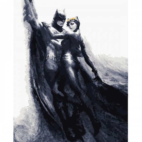 Картина по номерам "Бэтмен и Кошка" ★★★★★ (Strateg)