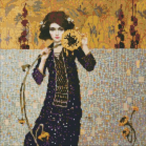 Алмазна мозаїка "Дівчина з соняшником" (Ідейка)
