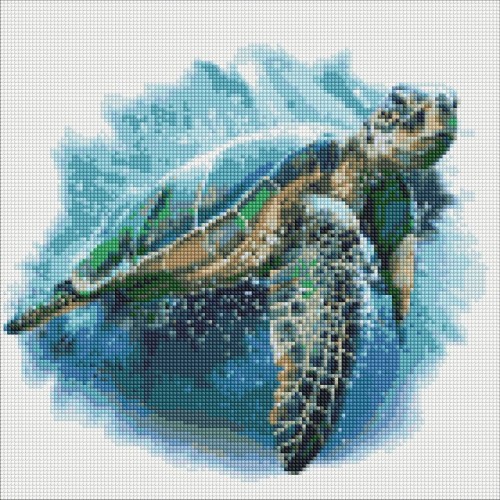 Алмазна мозаїка "Блакитна черепаха", 40х40 см (Ідейка)