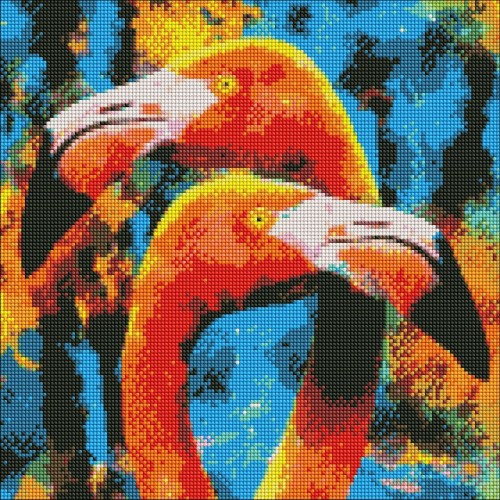 Алмазная мозаика "Оранжевые фламинго", 40х40 см (Ідейка)