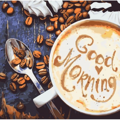 Картина по номерам "Утро начинается с кофе" (Ідейка)