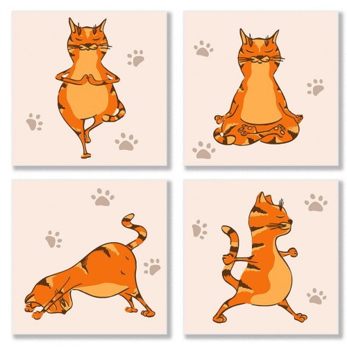 Картина за номерами "полиптих: Yoga-cat" ★★ (Ідейка)