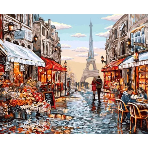 Картина по номерам "Цветочный магазин Парижа" укр (Dankotoys)