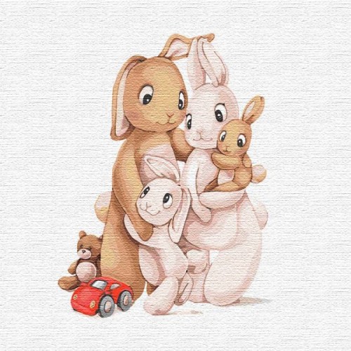 Картина по номерам "Маленькая семья кроликов" ★★★ (Ідейка)