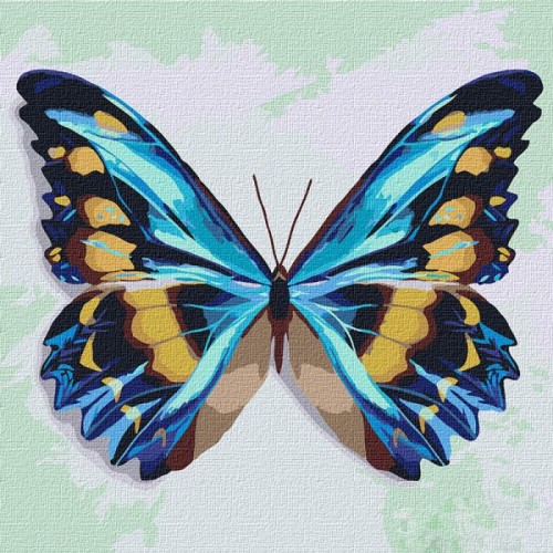Картина по номерам "Голубая бабочка" ★★★ (Идейка)