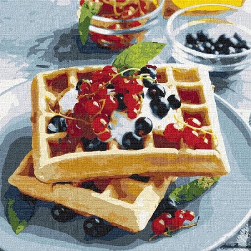 Картина по номерам "Бельгийские вафли с ягодами" ★★★★★ (Идейка)
