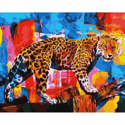 Картина по номерам "Яркий леопард" ★★★★★ (Ідейка)