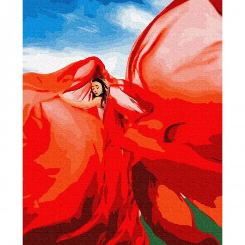 Картина за номерами "Жінка у червоному" ★★★ (Brushme)