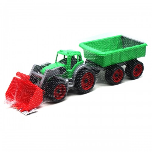 Трактор ТехноК з ковшем і причепом (зелений)