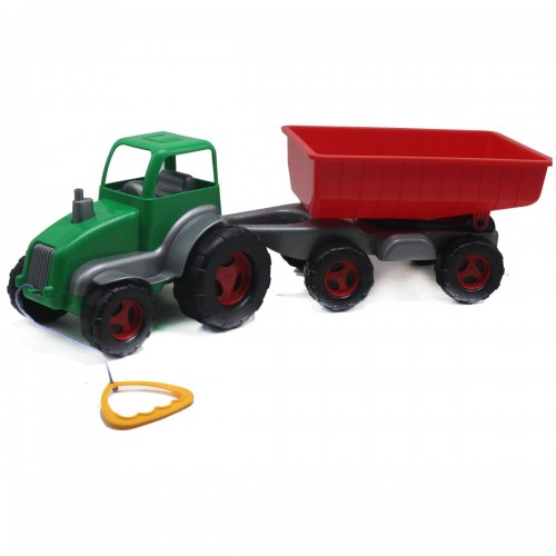 Трактор с прицепом зелено-красный