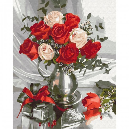 Картина за номерами "Подаровані троянди" ★★★ (Brushme)