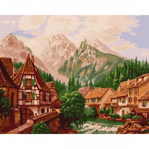 Картина по номерам "Городок в горах" ★★★★ (Ідейка)