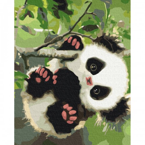 Картина по номерам "Игривая панда" ★★★ (Brushme)