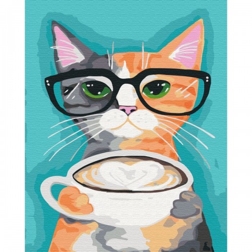 Картина за номерами "Кіт і кава" ★★ (Brushme)