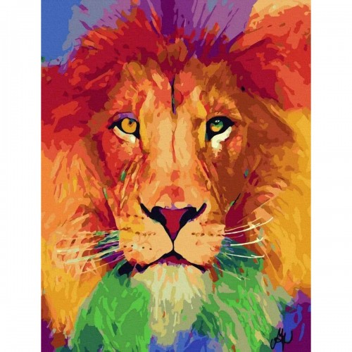 Картина за номерами "Райдужний лев" (Rainbow Art)
