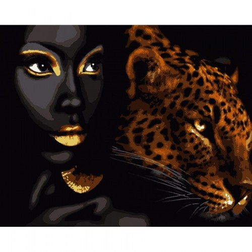 Картина по номерам "Африканская жемчужина" с золотой краской ★★★★ (Artissimo)