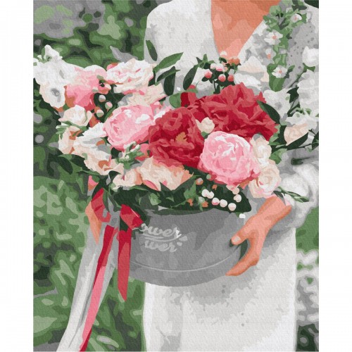 Картина за номерами "Квіти в подарунок" ★★★★ (Brushme)