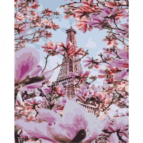 Картина по номерам "Эйфелева башня весной" ★★★★ (Rainbow Art)