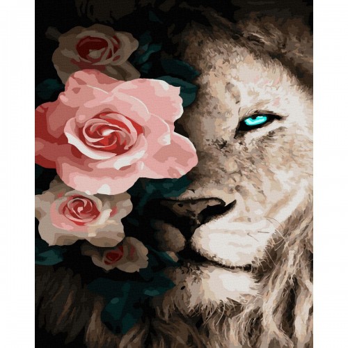 Картина за номерами "Лев і троянда" ★★★★ (Rainbow Art)