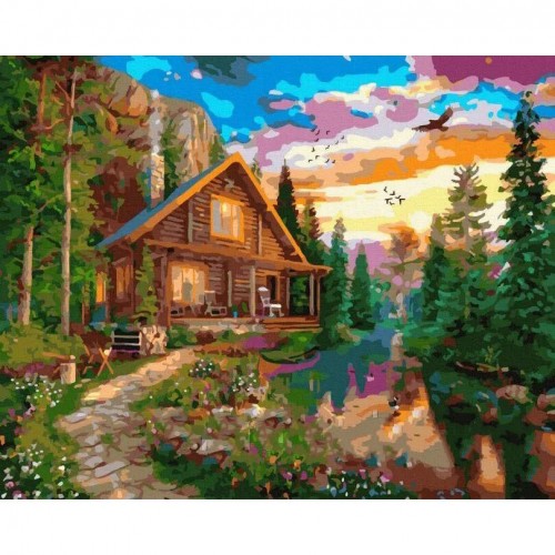 Картина по номерам "Домик в лесу" ★★★ (Rainbow Art)