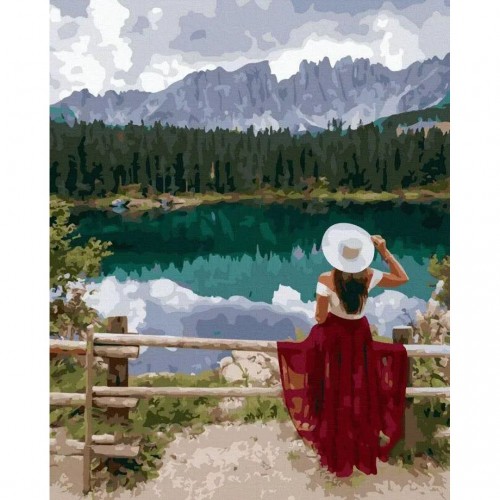 Картина за номерами "Дівчина у білому капелюсі" 40х50 см (Rainbow Art)