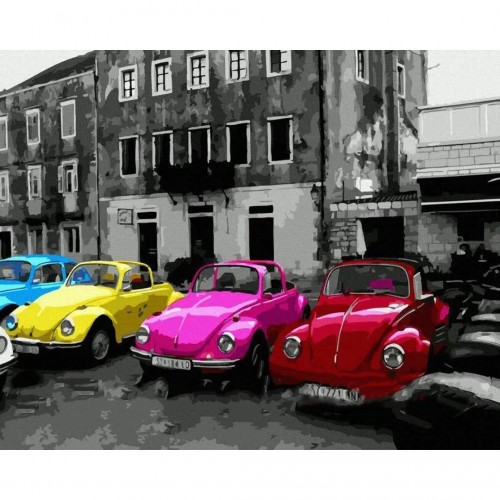 Картина по номерам "Цветные автомобили" 40х50 см (Rainbow Art)