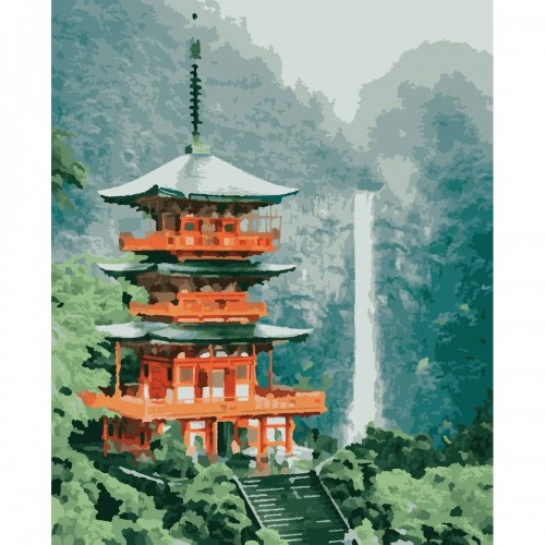 Картина по номерам "Пагода у водопада" ★★★★★ (Artissimo)