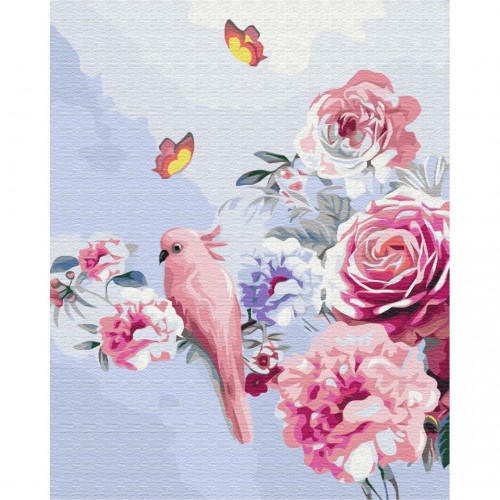 Картина по номерам "Попугай в цветах" ★★★ (Brushme)