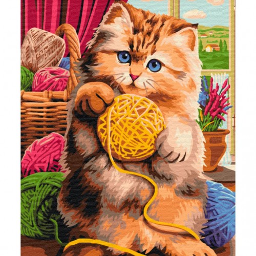 Картина за номерами "Котятко з клубочком" ★★★ (Brushme)