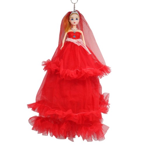 Кукла "Невеста" в длинном платье, красная