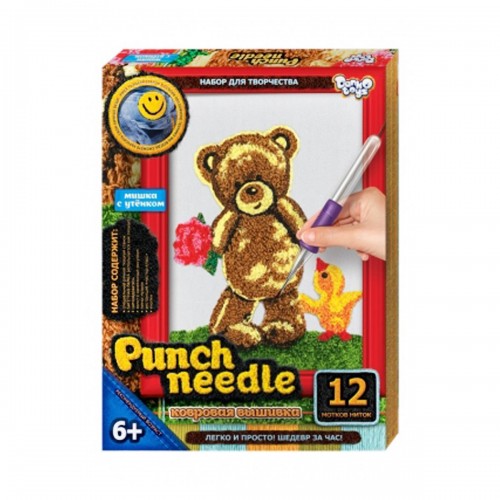 Ковровая вышивка "Punch needle: Мишка с цветочком" PN-01-01 (Dankotoys)