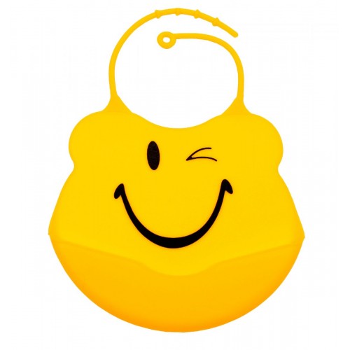Слюнявчик силиконовый с карманом (жёлтый) (Lindo)