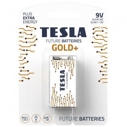 Батарейки TESLA 9V GOLD+ (6LR61), 1 штука (Tesla)