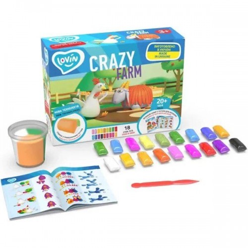 Набір тіста для ліплення Crazy Farm (18 кольорів) (Lovin)