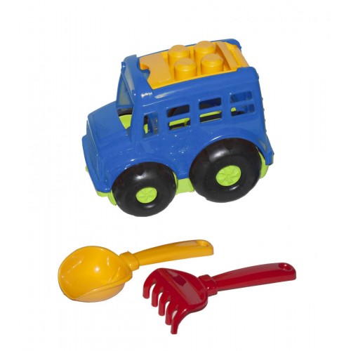 Автобус "Бусик №1" + лопатка і грабельки (синій) (Colorplast)