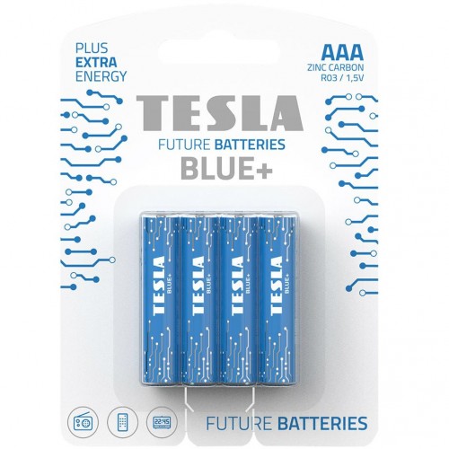 Батарейки TESLA BATTERIES AAA BLUE+ (R03), 4 штуки (Tesla)
