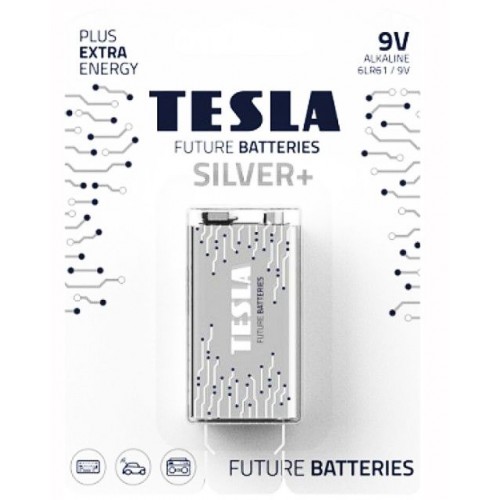 Батарейки TESLA 9V SILVER+ (6LR61), 1 штука (Tesla)