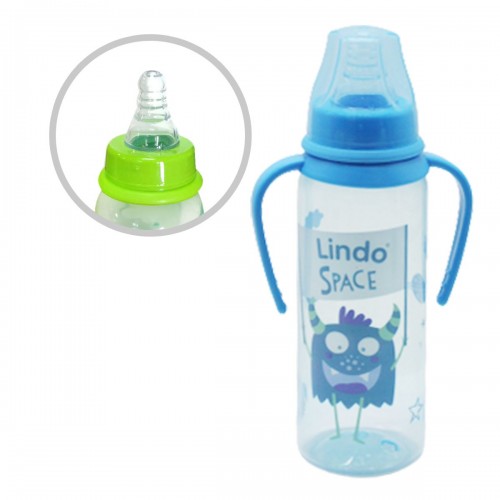 Пляшка для годування, 250 мл, синій (Lindo)