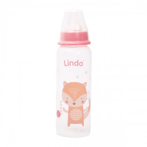 Бутылочка для кормления, 250 мл, розовая (Lindo)