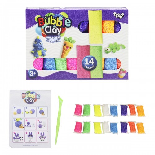 Кульковий пластилін "Bubble Clay" 14 кольорів (укр) (Dankotoys)