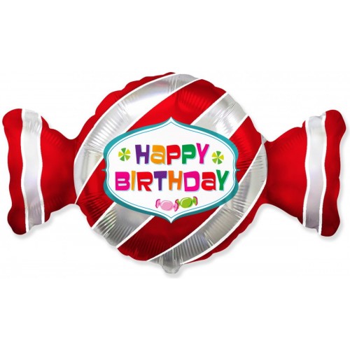 Куля фольгована "Цукерка: Happy birthday" (FlexMetal)