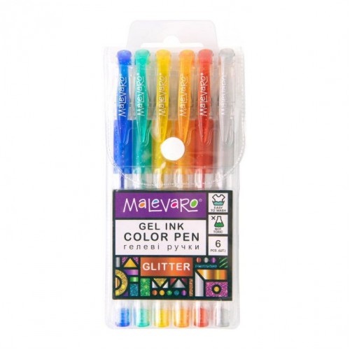 Набір різнокольорових ручок "Glitter", 6 кольорів (Malevaro)