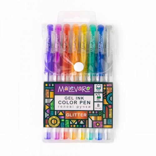 Набір різнокольорових ручок "Glitter", 8 кольорів (Malevaro)