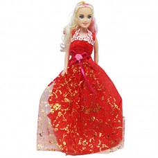 Кукла в бальном платье, красный с золотом