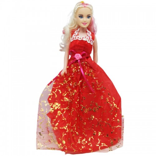 Лялька в бальній сукні, червона з золотим декором
