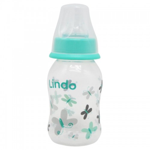 Пляшечка з силіконовою соскою 125 мл метелики (Lindo)