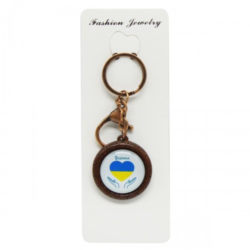 Брелок в упаковці деревяний Я люблю Україну жовто-синя червоне серце скло (MiC)