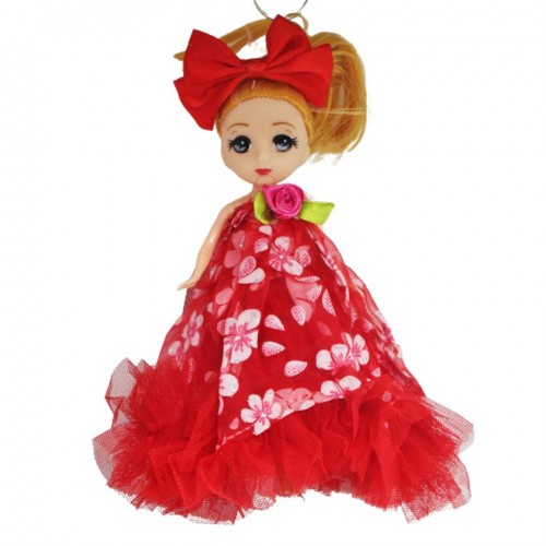 Кукла-брелок з бантом "Роза", червона (MiC)