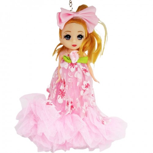 Кукла-брелок з бантом "Роза", рожева (MiC)
