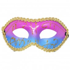 Карнавальная маска с кружевом, розовая с голубым